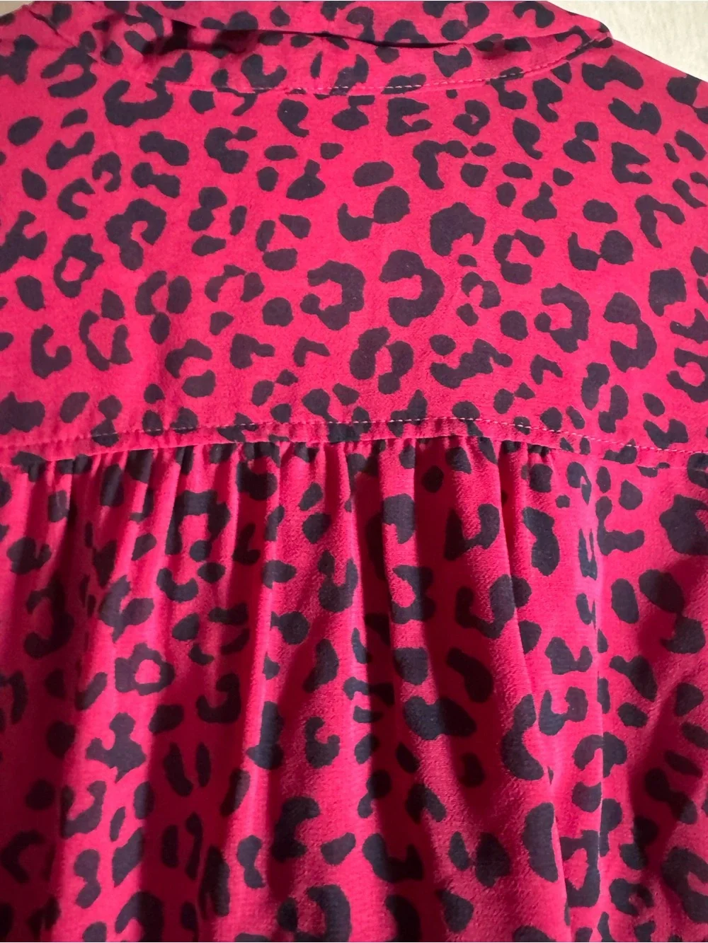 Chico's Red and Black Leopard Tie-Neck Blouse US 12-14